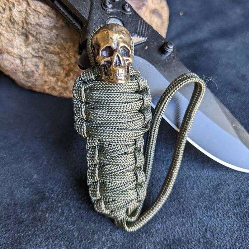 BowLift | Paracord Keychain Mummy Brass Skull