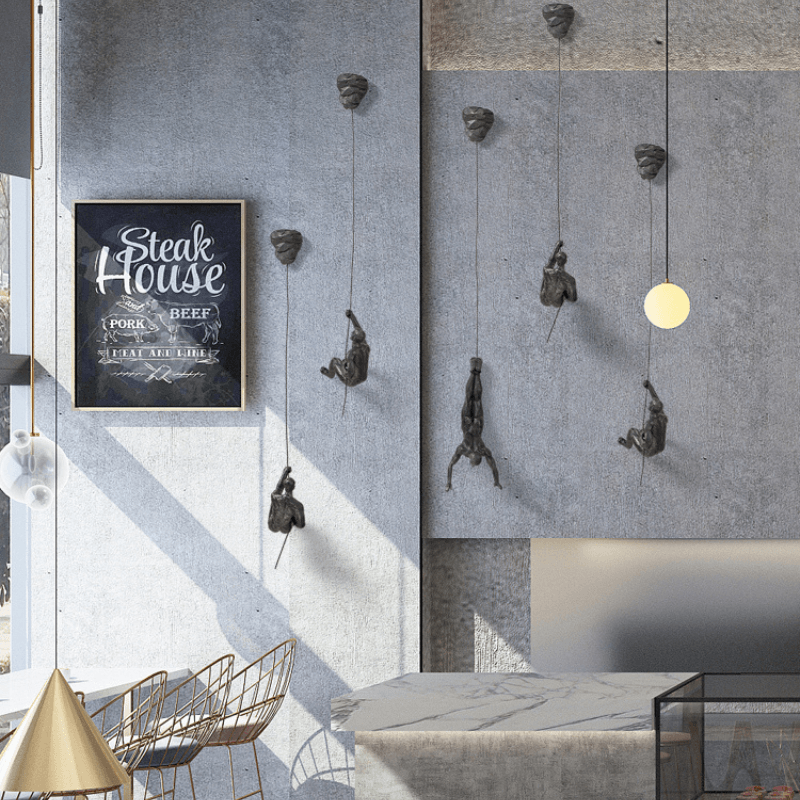 BowLift | Climbing Man Wall Sculpture Set – Modern Resin Art