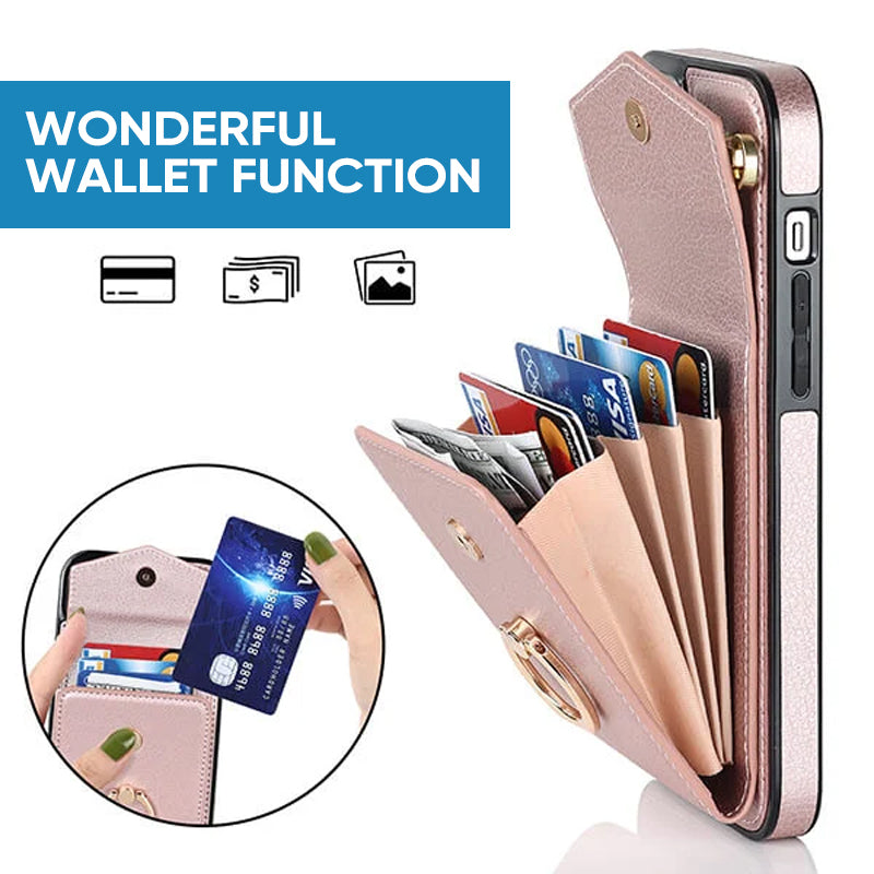 BowLift | Leather Wallet Case with Ring & Lanyard for iPhone