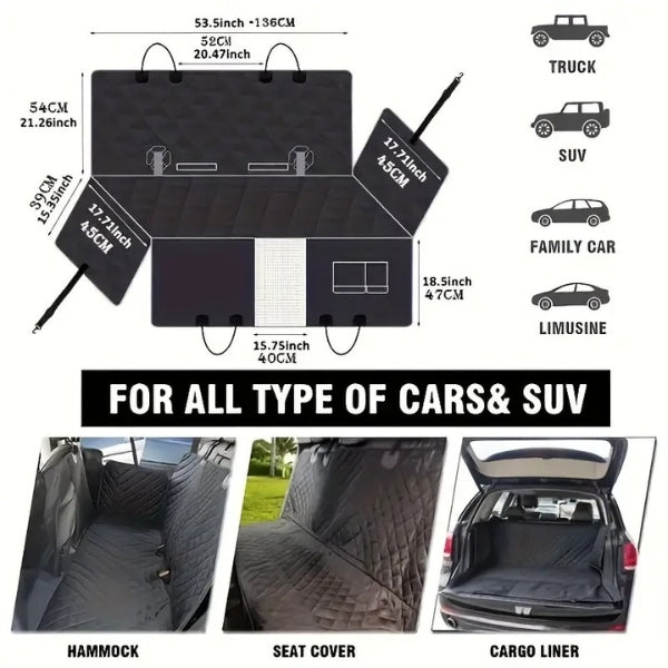 BowLift | Dog Car Seat with Hard Bottom & Back Seat Extender for Travel | Car Seat Protection for Large Dogs