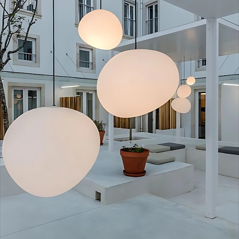 BowLift | GloStone | Elegant Glass Pebble Pendant Light
