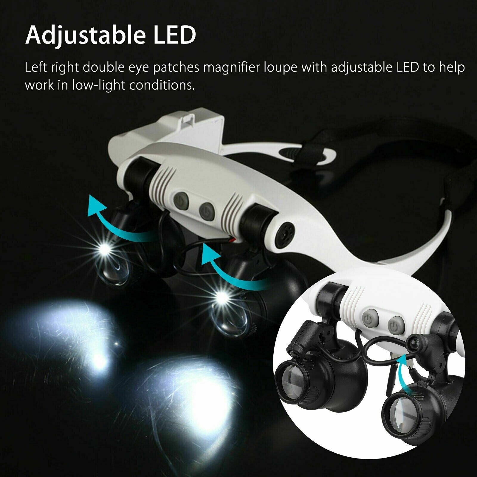 BowLift | Adjustable Headband Magnifier with LED Light & 8 Lenses – Perfect for Jewelry, Watch Repair & Engraving