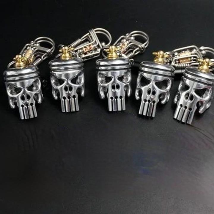 BowLift | Piston art skull keychain [pendant/flashlight/bottle opener]