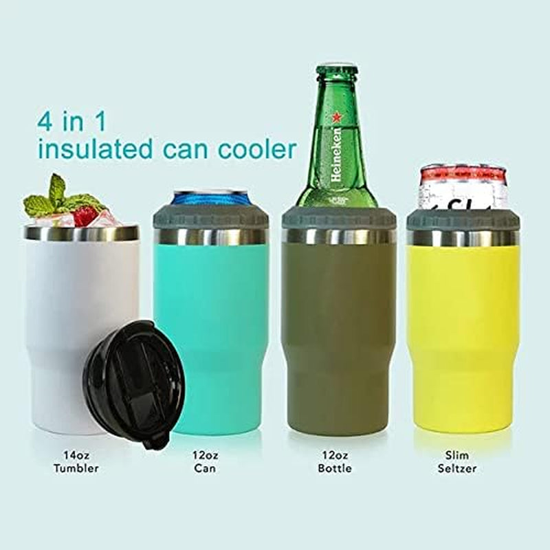 BowLift | 4 in 1 stainless steel can/bottle insulator, 14Oz two-way lid SUS insulated can cooler, beer bottle holder (Black)
