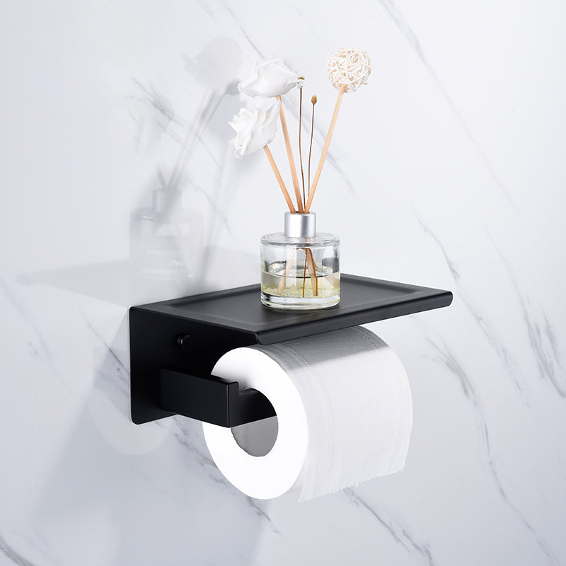 BowLift | Matt Black 5-piece modern bathroom accessory as a single item or as a set with towel bar