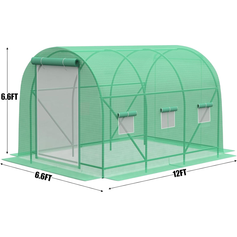 BowLift | 12×6.6×6.6FT Greenhouse Heavy Duty Walk-in Tunnel Greenhouse Galvanized Frame Plant Hot House