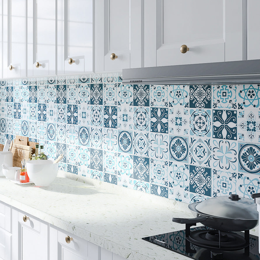 BowLift | Plastic Peel & Stick Tile Square Stain Resistant Wallpaper for Back Wall