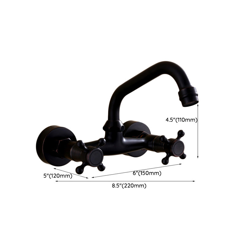 BowLift | Black Wall-Mounted Bathroom Faucet American Classic Widespread Sink Faucet