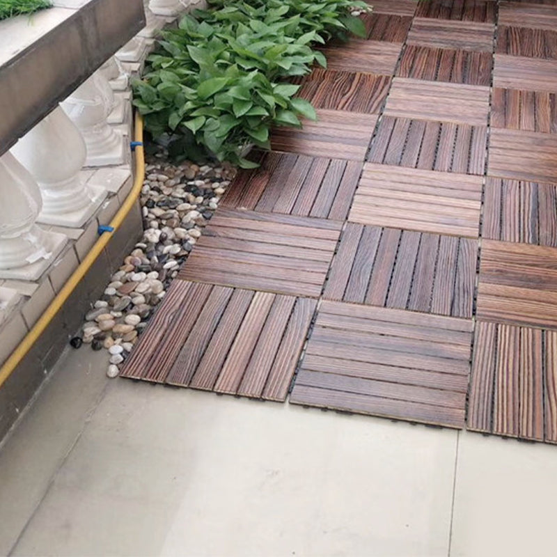 BowLift | Farmhouse square tile floor brown pine wood for patio garden