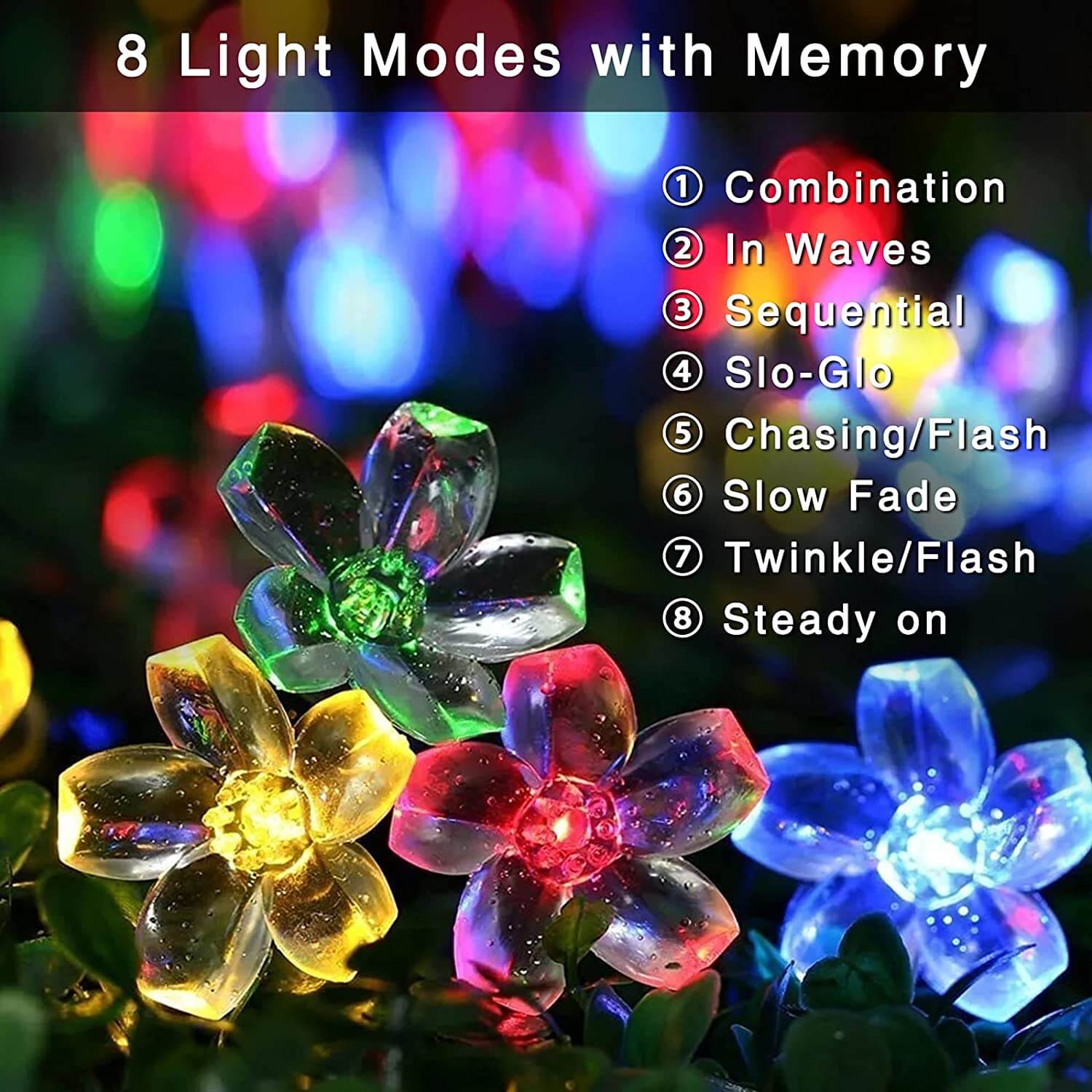 BowLift | LED Solar Sakura String Lights Waterproof Outdoor Fairy Flower Lights