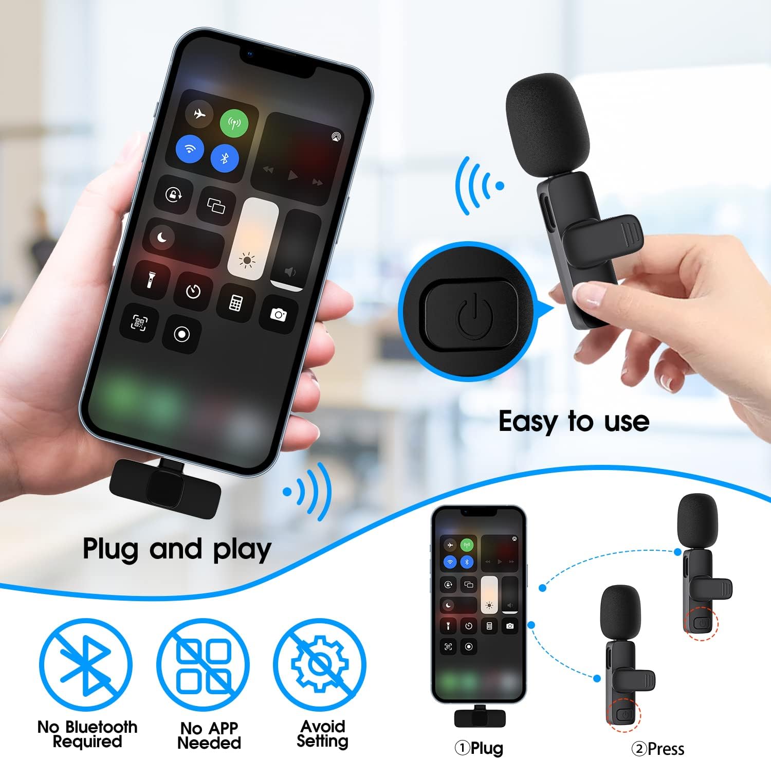 BowLift | 2-Pack wireless microphone for iPhone iPad