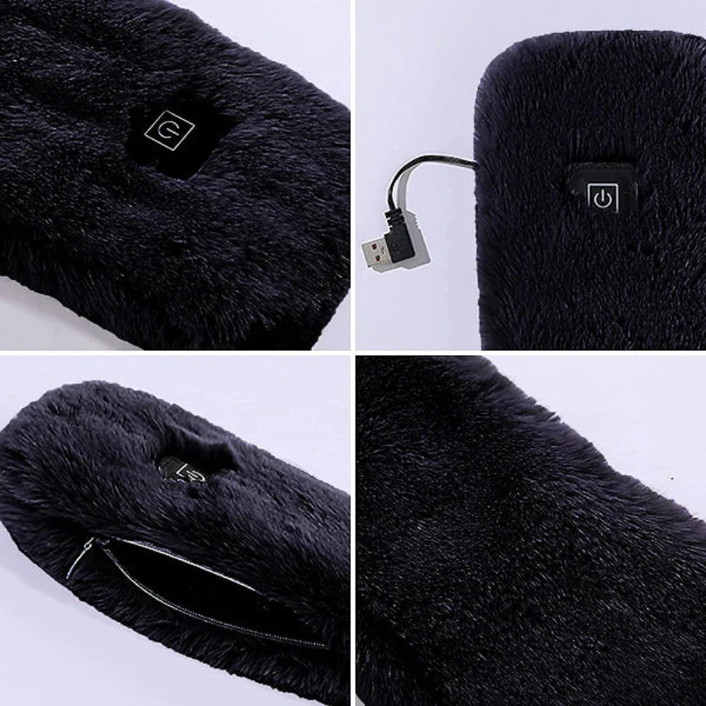 BowLift | Heated Faux Fur Scarf UK – Rechargeable USB Winter Scarf, Soft Thermal Neck Warmer