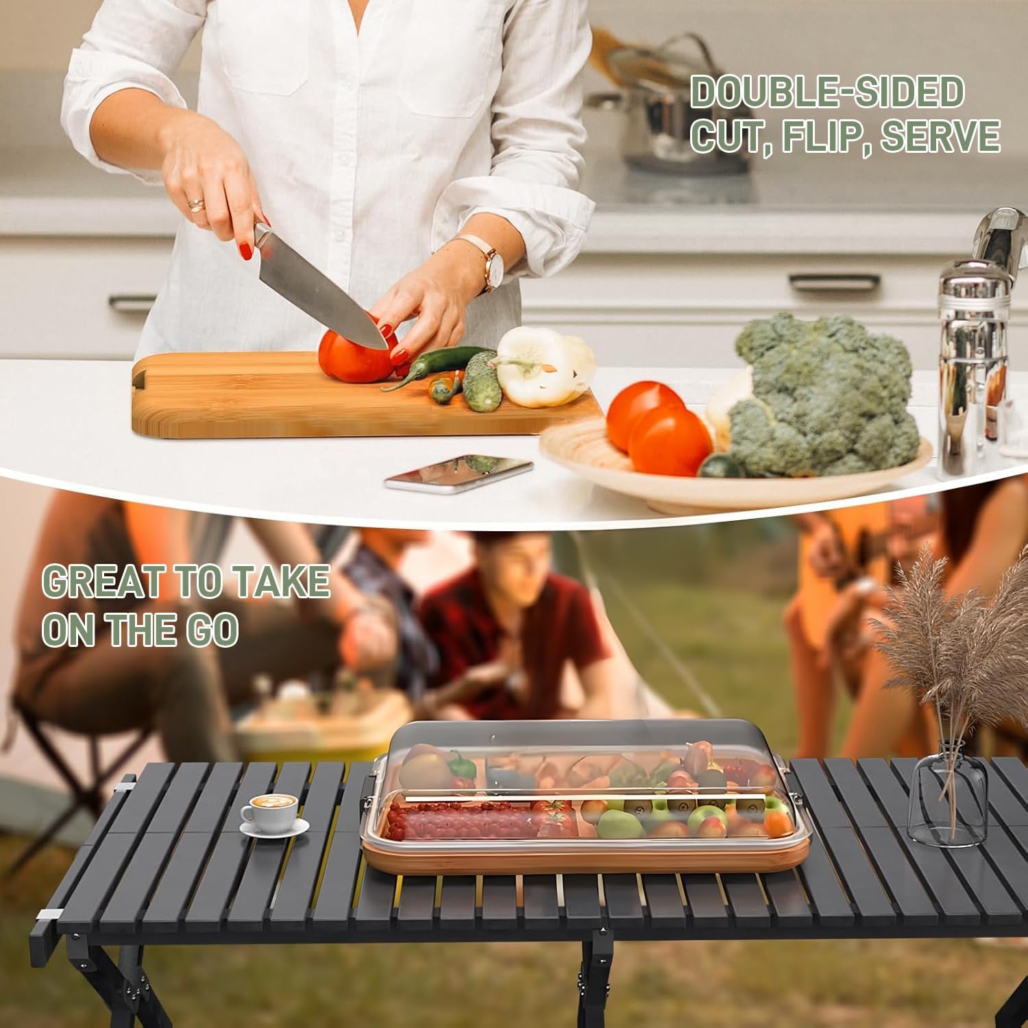 BowLift | Bamboo Charcuterie Serving Board with Locking Clear Lid – Savorya