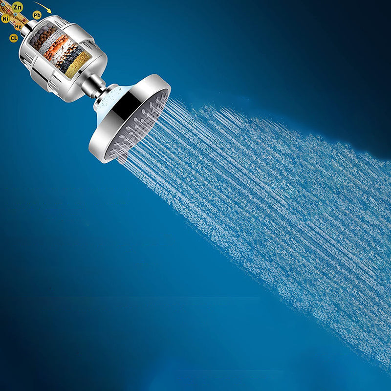 BowLift | 5 Sprays Showerhead Wall Mount Silver Round Fixed Showerhead