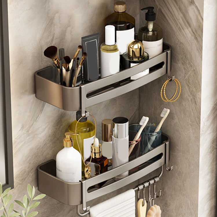 BowLift | Contemporary bathroom accessory set 3-piece bath shelf with hooks