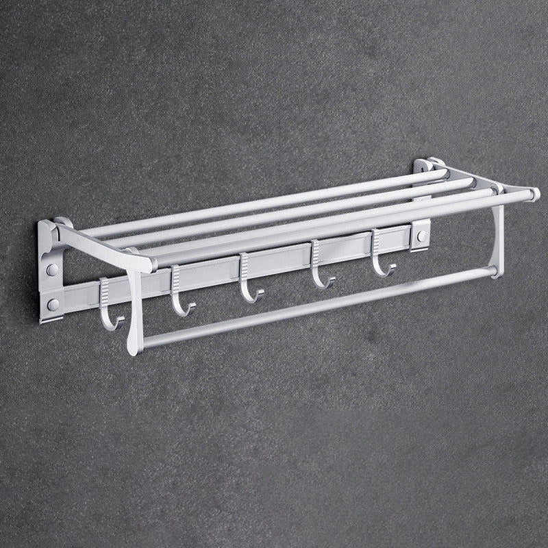 BowLift | Contemporary silver metal bathroom accessory set with towel rack