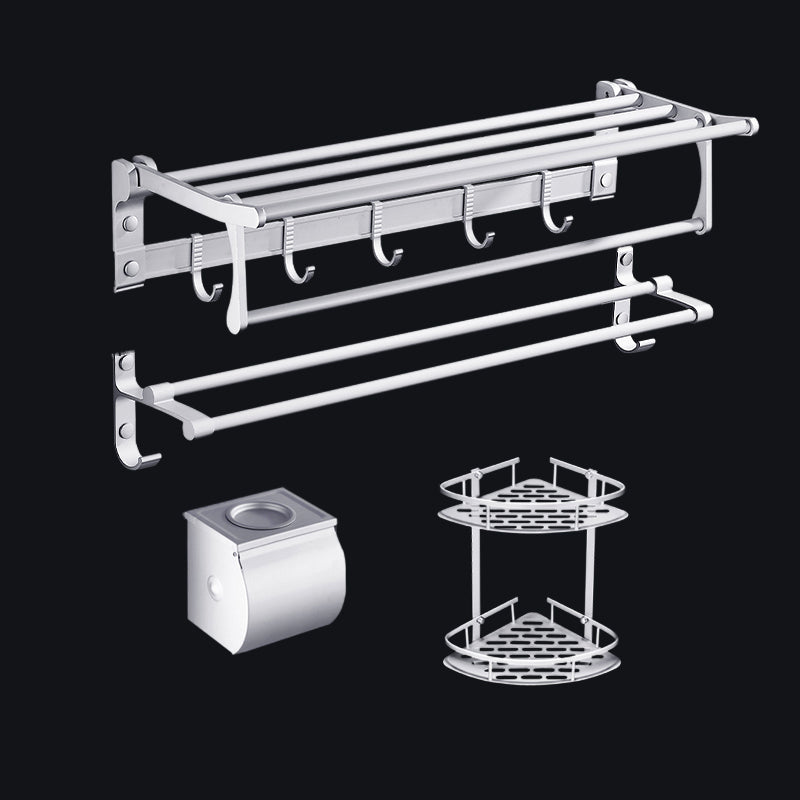 BowLift | Contemporary silver metal bathroom accessory set with towel holder