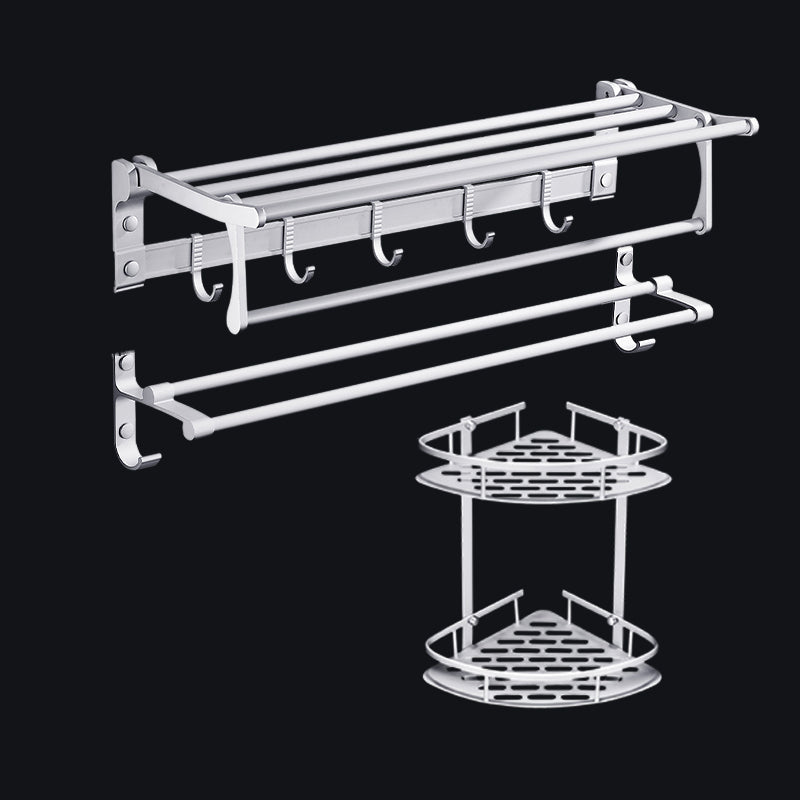 BowLift | Contemporary silver metal bathroom accessory set with towel rack