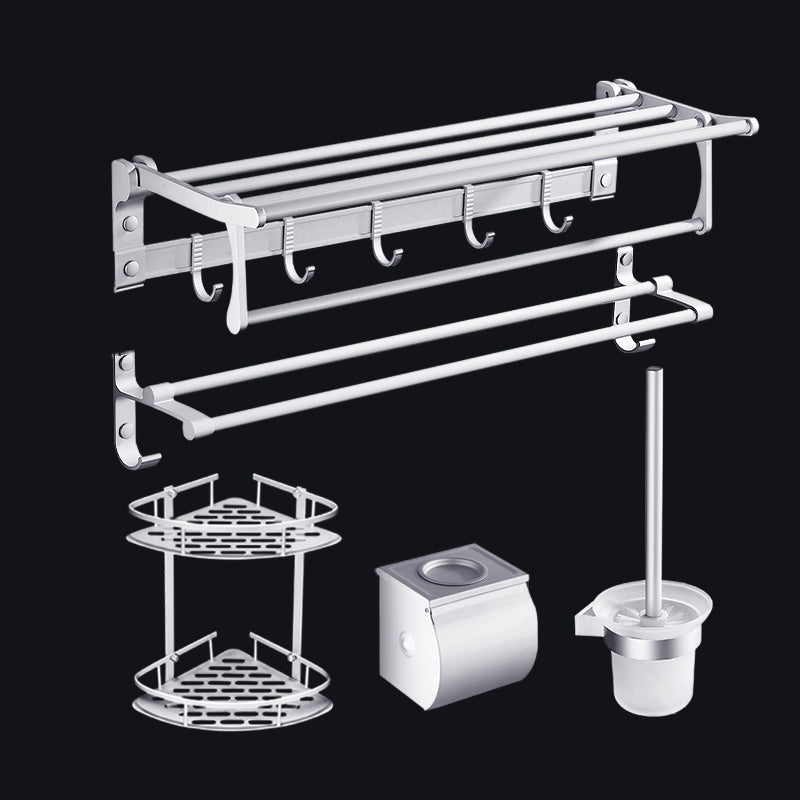 BowLift | Contemporary silver metal bathroom accessory set with towel rack