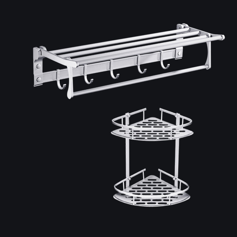 BowLift | Contemporary silver metal bathroom accessory set with towel holder