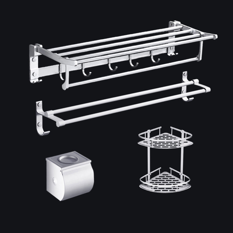 BowLift | Contemporary silver metal bathroom accessory set with towel rack