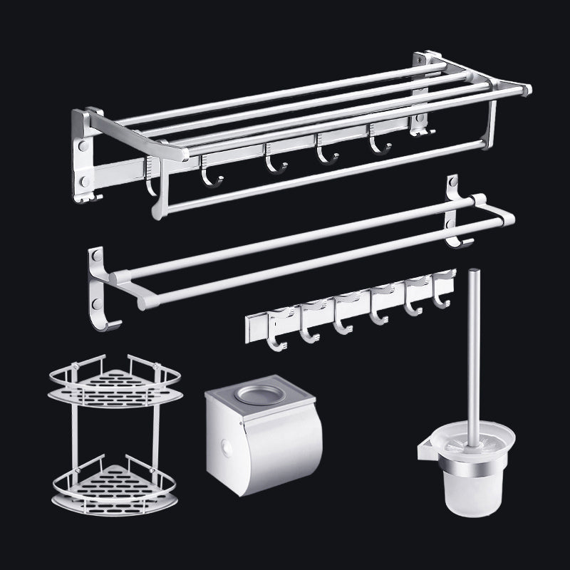 BowLift | Contemporary silver metal bathroom accessory set with towel holder