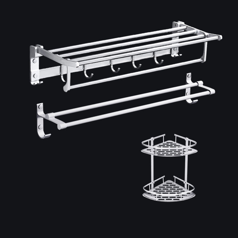 BowLift | Contemporary silver metal bathroom accessory set with towel holder