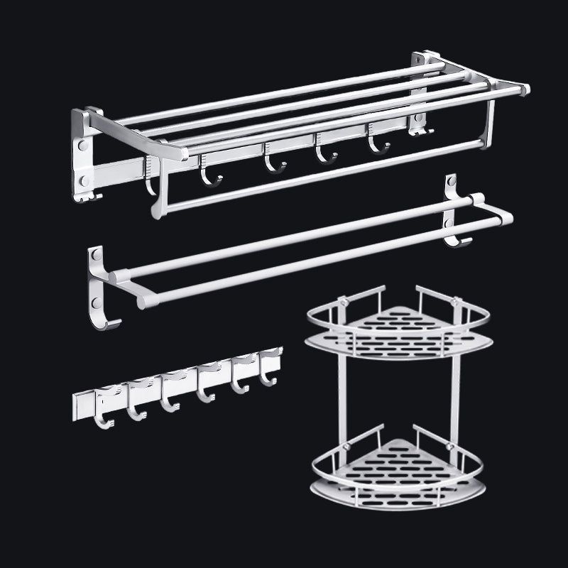 BowLift | Contemporary silver metal bathroom accessory set with towel holder