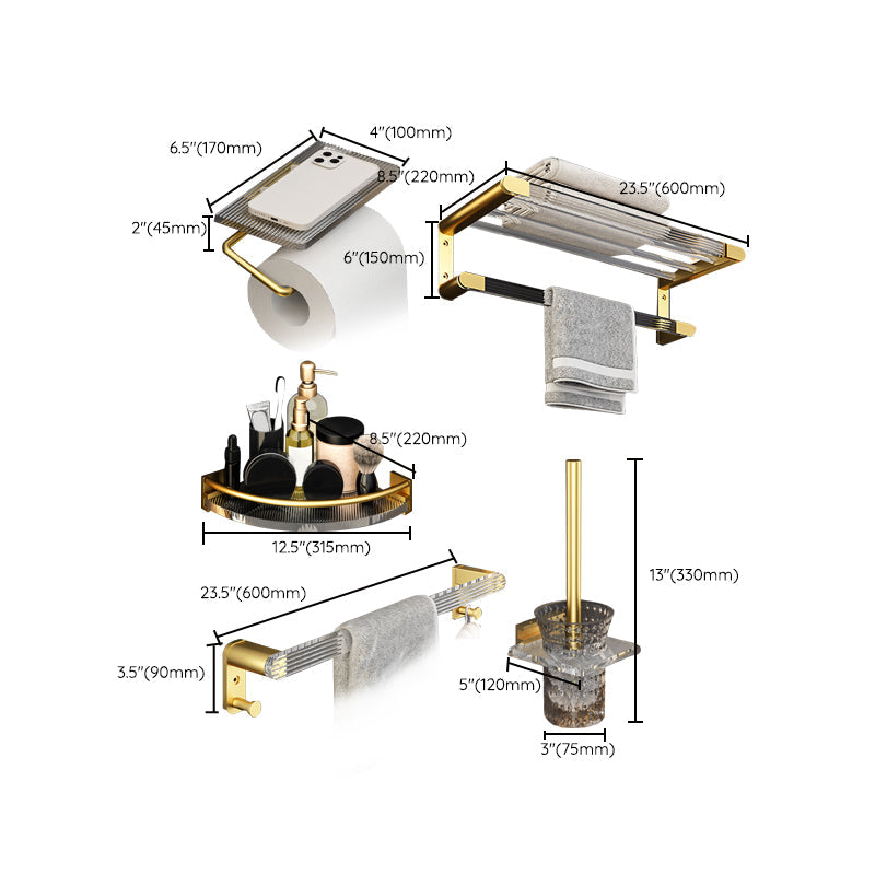 BowLift | 6-piece bathroom accessory set made of gold-colored metal bathroom hardware set