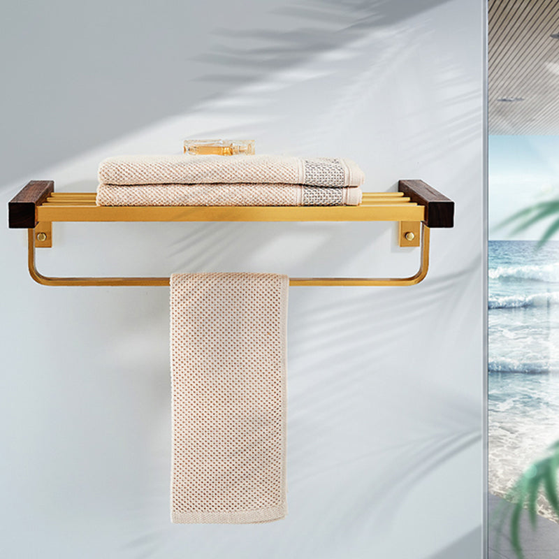 BowLift | 6-piece walnut bathroom accessory set metal gold bath hardware set