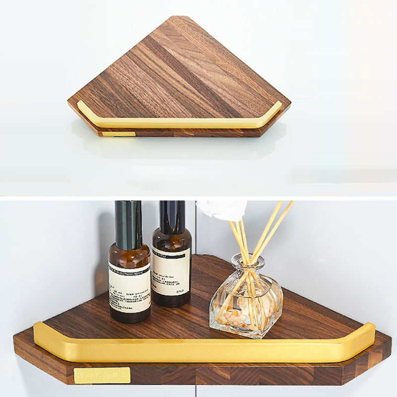 BowLift | 6-piece walnut bathroom accessory set metal gold bath hardware set