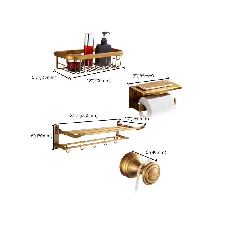 BowLift | 4-piece traditional bathroom accessory set Gold Brass bathroom accessory hardware set