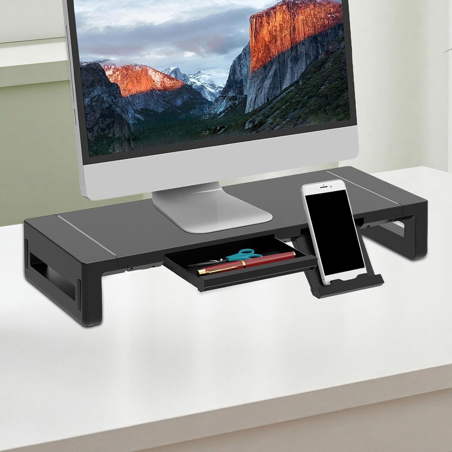 BowLift | Height Adjustable Monitor Stand with Drawer – Stravon