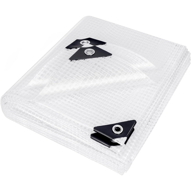 BowLift | 10x12 ft Waterproof Plastic Poly Tarp 10 Mil Clear Greenhouse Tarp Poly Garden Cover with Grommets
