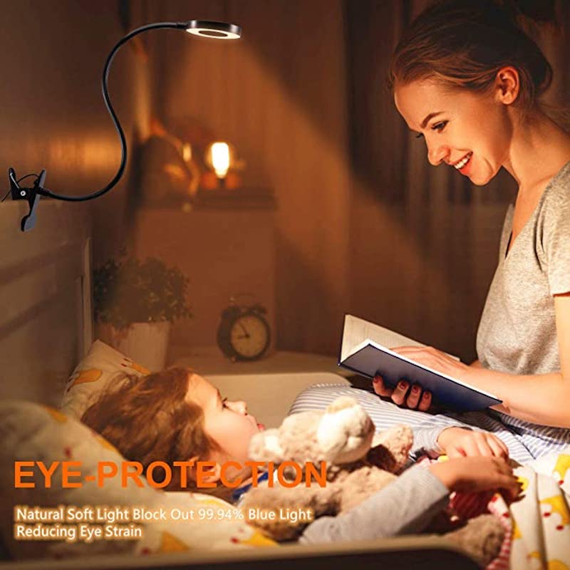 BowLift | Clip-on Light - Reading lamp with 48 LEDs, 3 color modes and 10 brightness levels, eye protection and flexible gooseneck