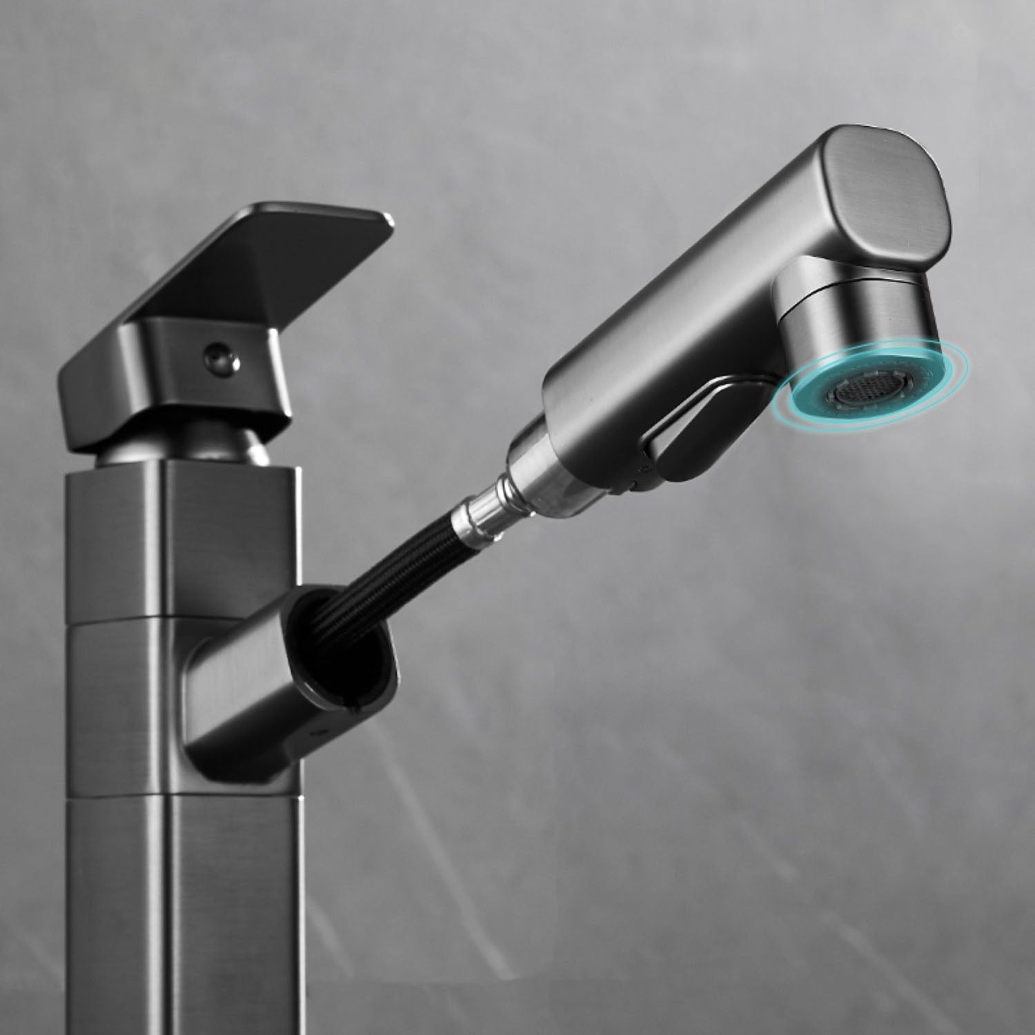 BowLift | Bathroom Vessel Faucet Swivel Spout Single Handle Faucet with Pull-Out Spray Head