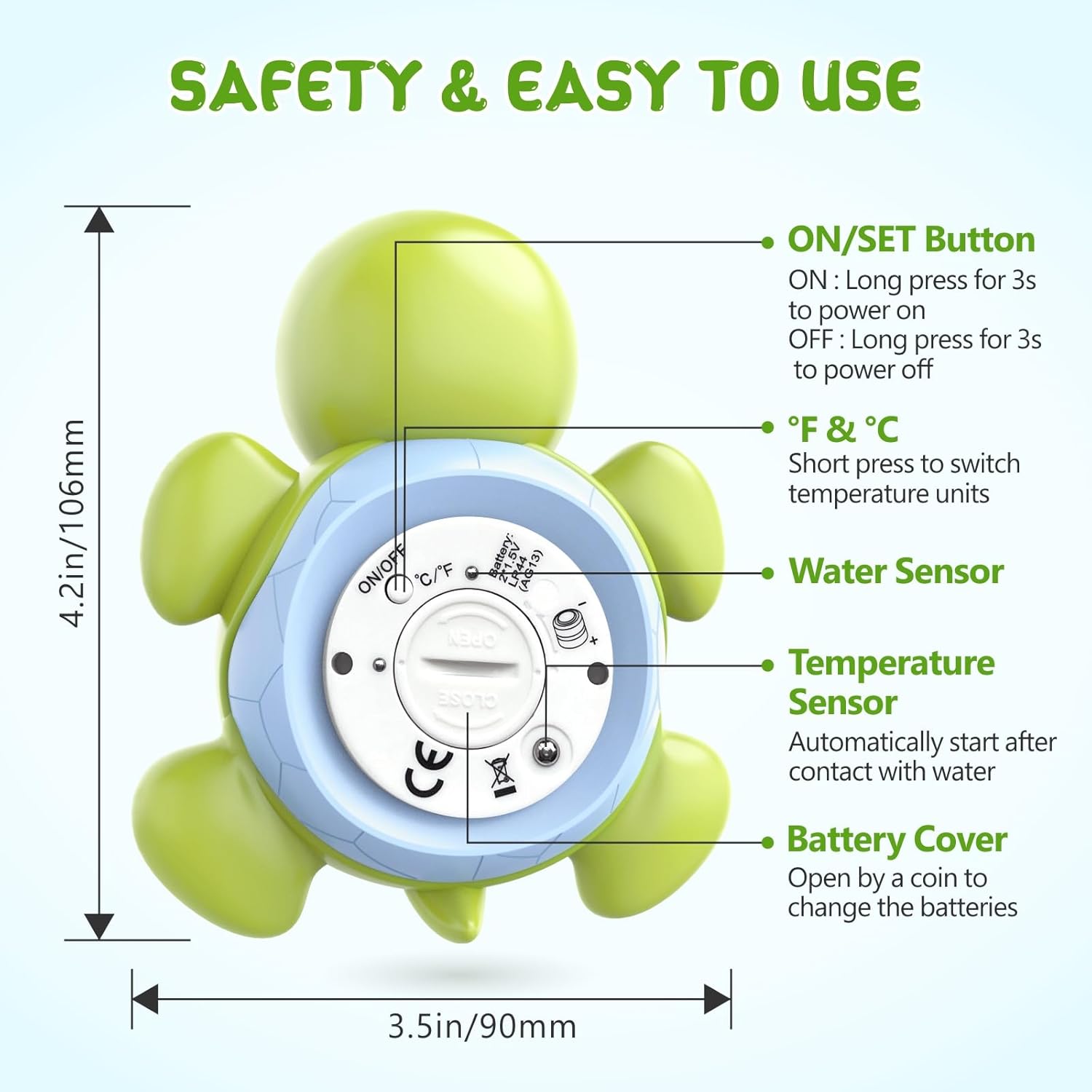 BowLift | AquaVeilig Baby Bath Thermometer – Digital Display with 3 Colors and Temperature Warning