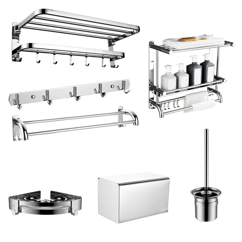 BowLift | Contemporary bathroom accessory set made of chrome-plated stainless steel with bathrobe hooks/towel rail