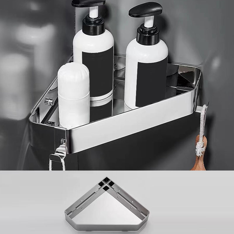 BowLift | 2-piece stainless steel bathroom accessory set 30 cm W triangular bathroom shelf