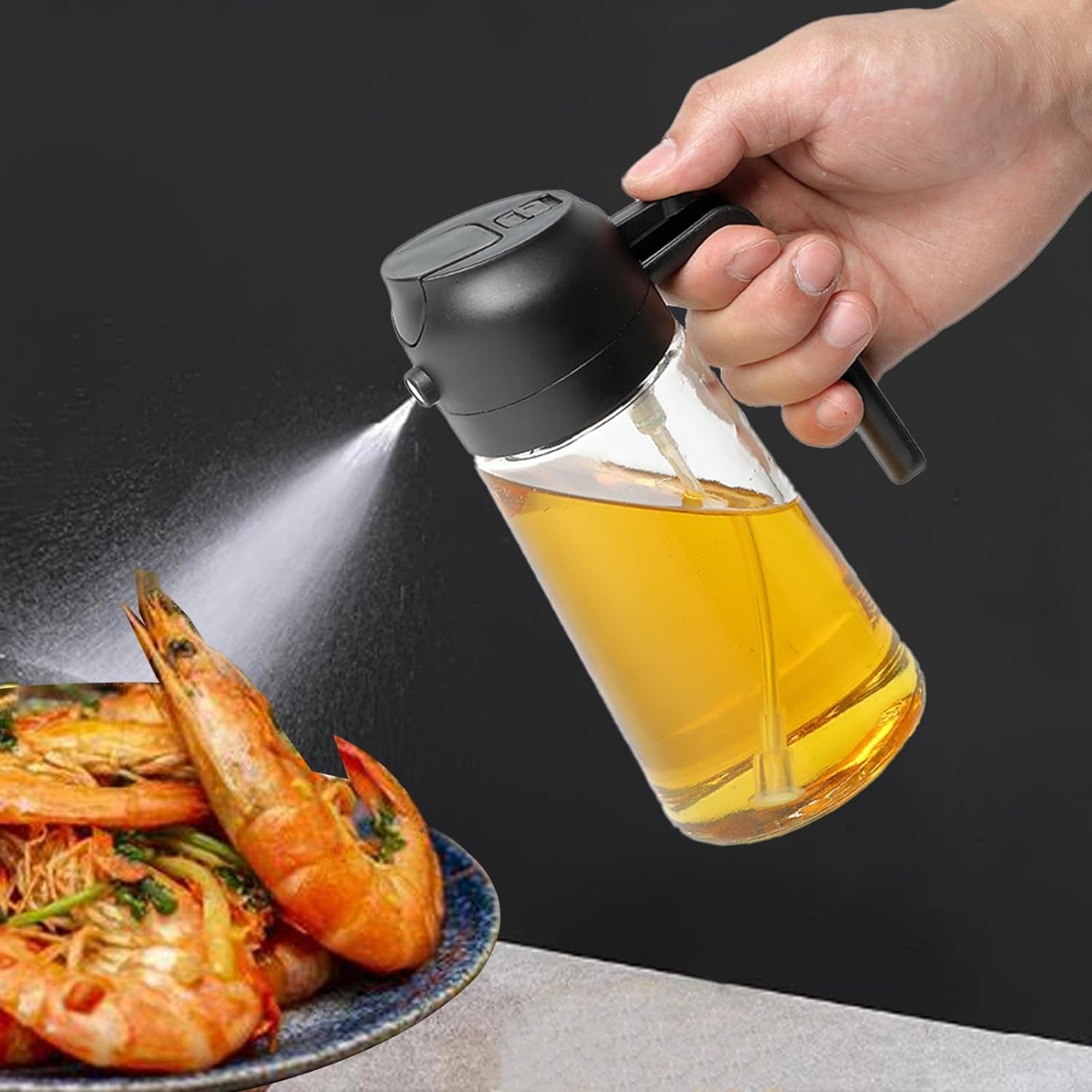 BowLift | 2-in-1 Oil Dispenser Bottle | Oil Sprayer and Dispenser | Healthy Cooking