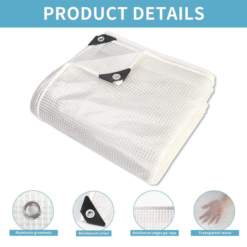 BowLift | 16x20 ft Heavy Duty Poly Tarp 10 Mil UV Resistant Clear Tarp Plastic Poly Tarp Cover Greenhouse Tarp