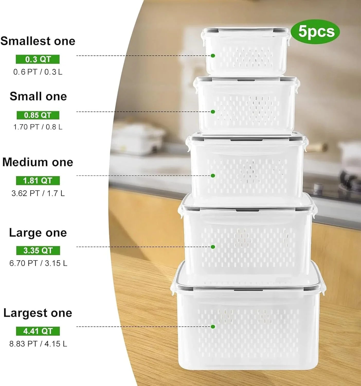 BowLift | 5-piece Large Food Storage Set with Lids – Freshness Keeping and Practical