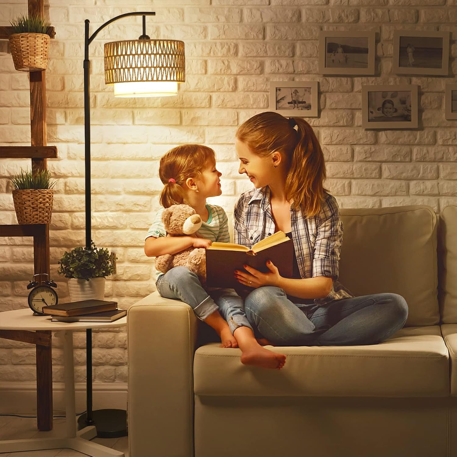 BowLift | Arc Floor Lamp with Remote Control & Dual Shades – Norvella