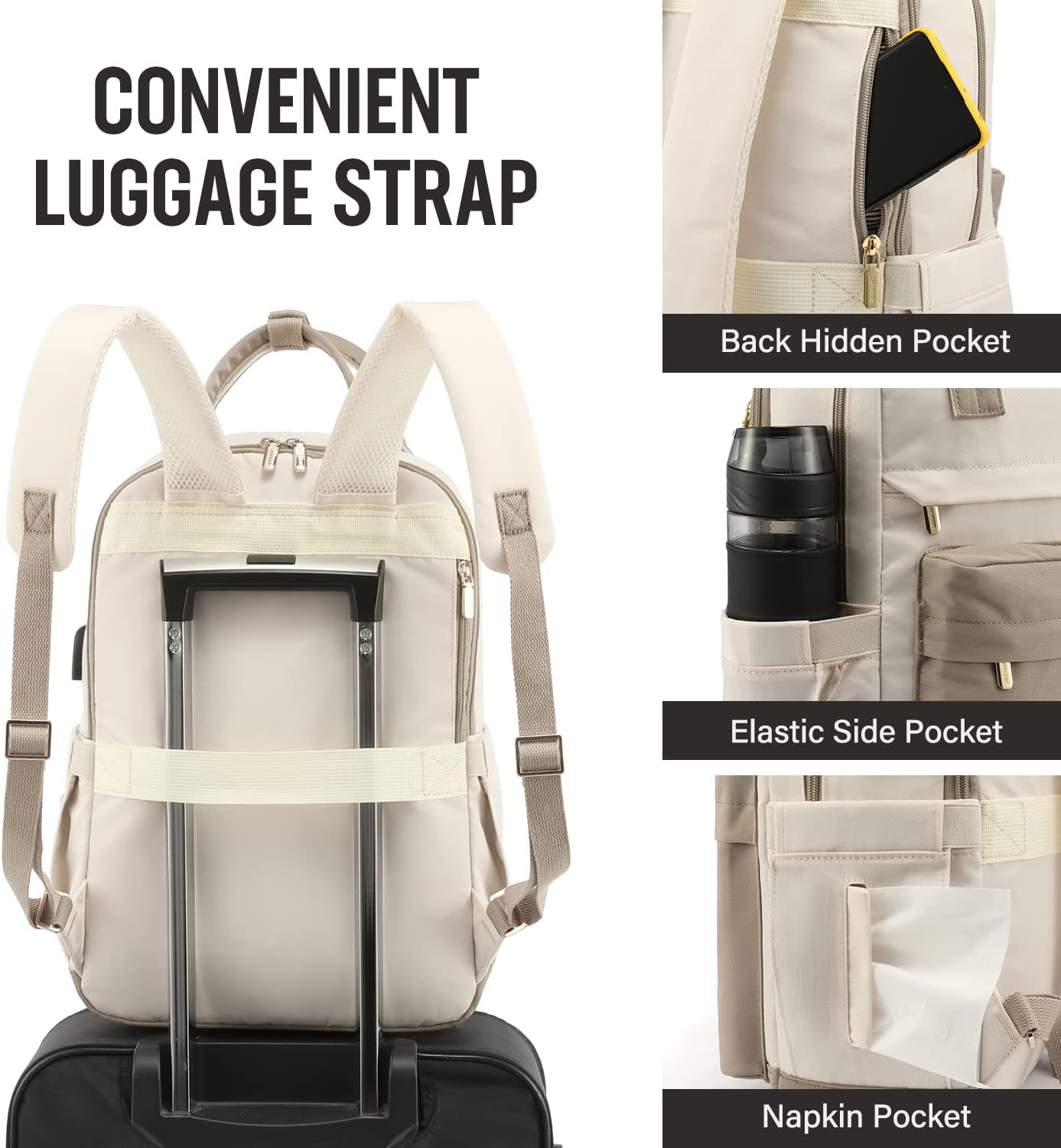 BowLift | Women’s Waterproof Laptop Backpack with USB Charging – Stylish 17-Inch Work, School & Travel Bag