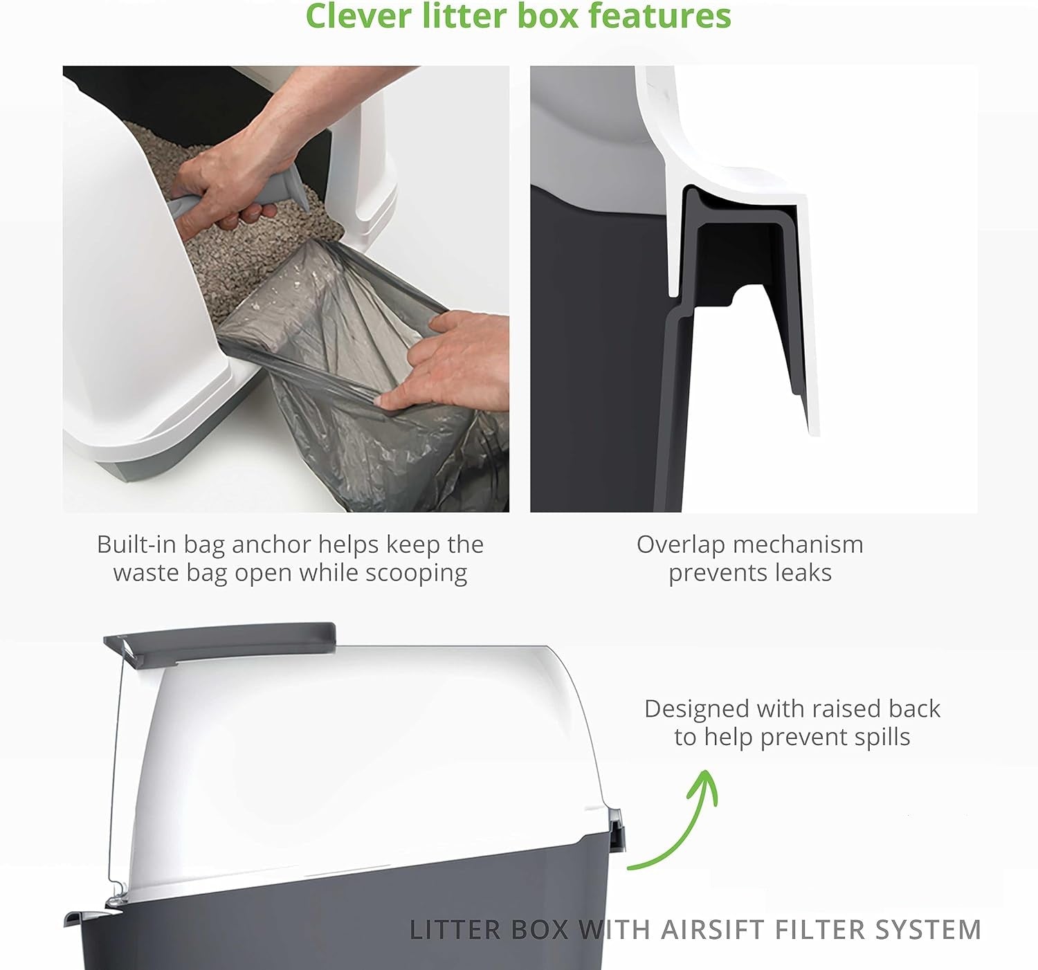 BowLift | PetHome XL Cat Litter Box – Extra Large Covered Litter Tray with Odor Control