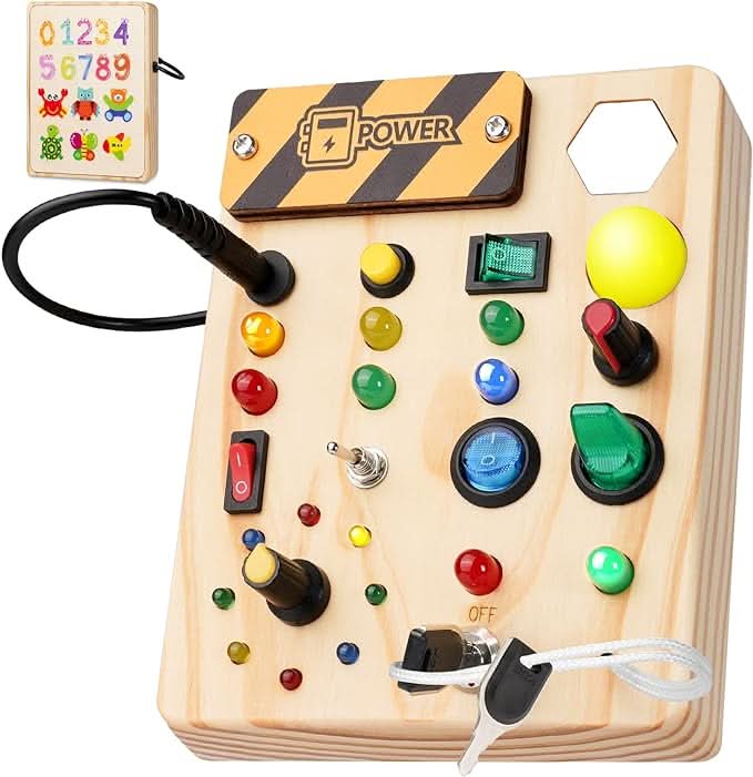 BowLift | BrightStart Montessori Board – Interactive Learning Toy with Light & Switches made of Wood