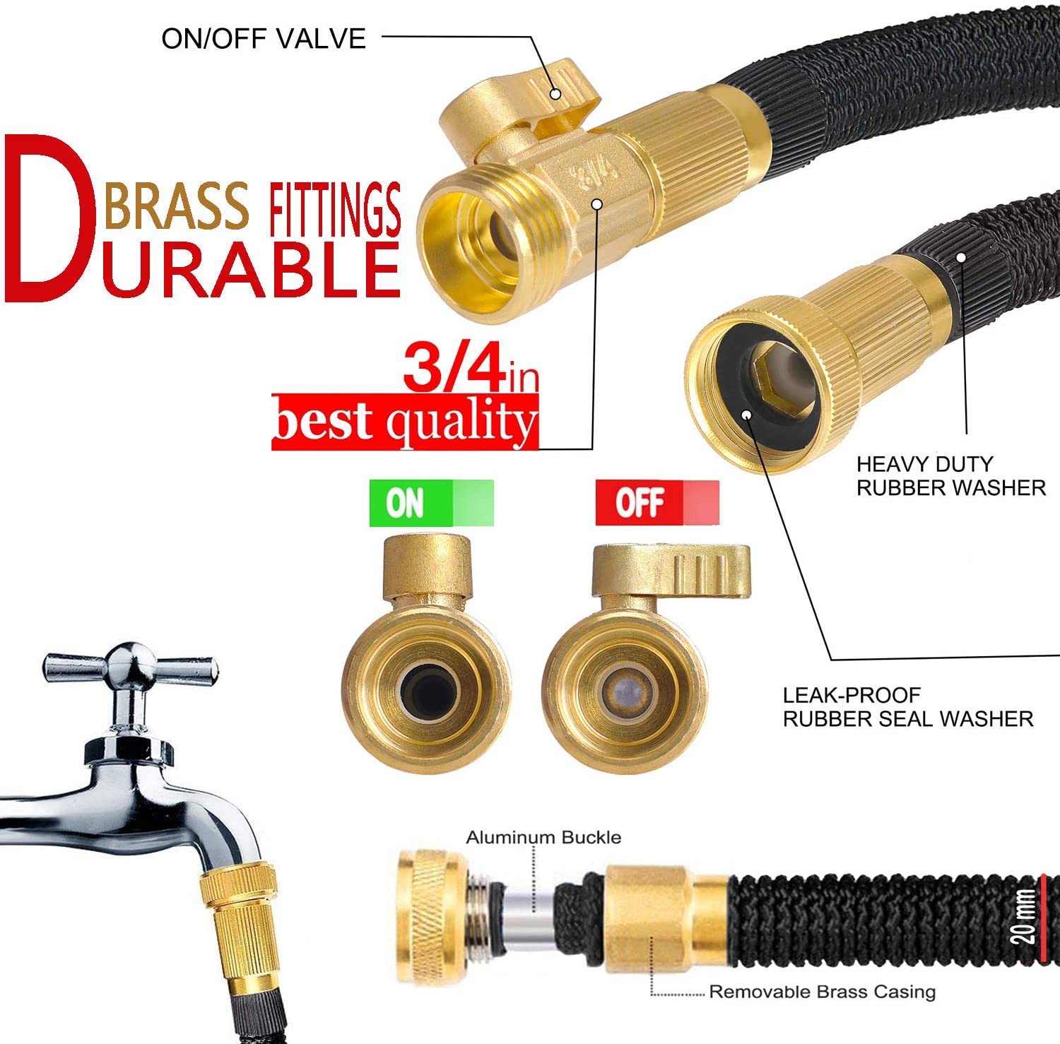 BowLift | AquaFlex Expandable Garden Hose – Lightweight, Flexible, Leakproof Water Hose with Brass Connectors