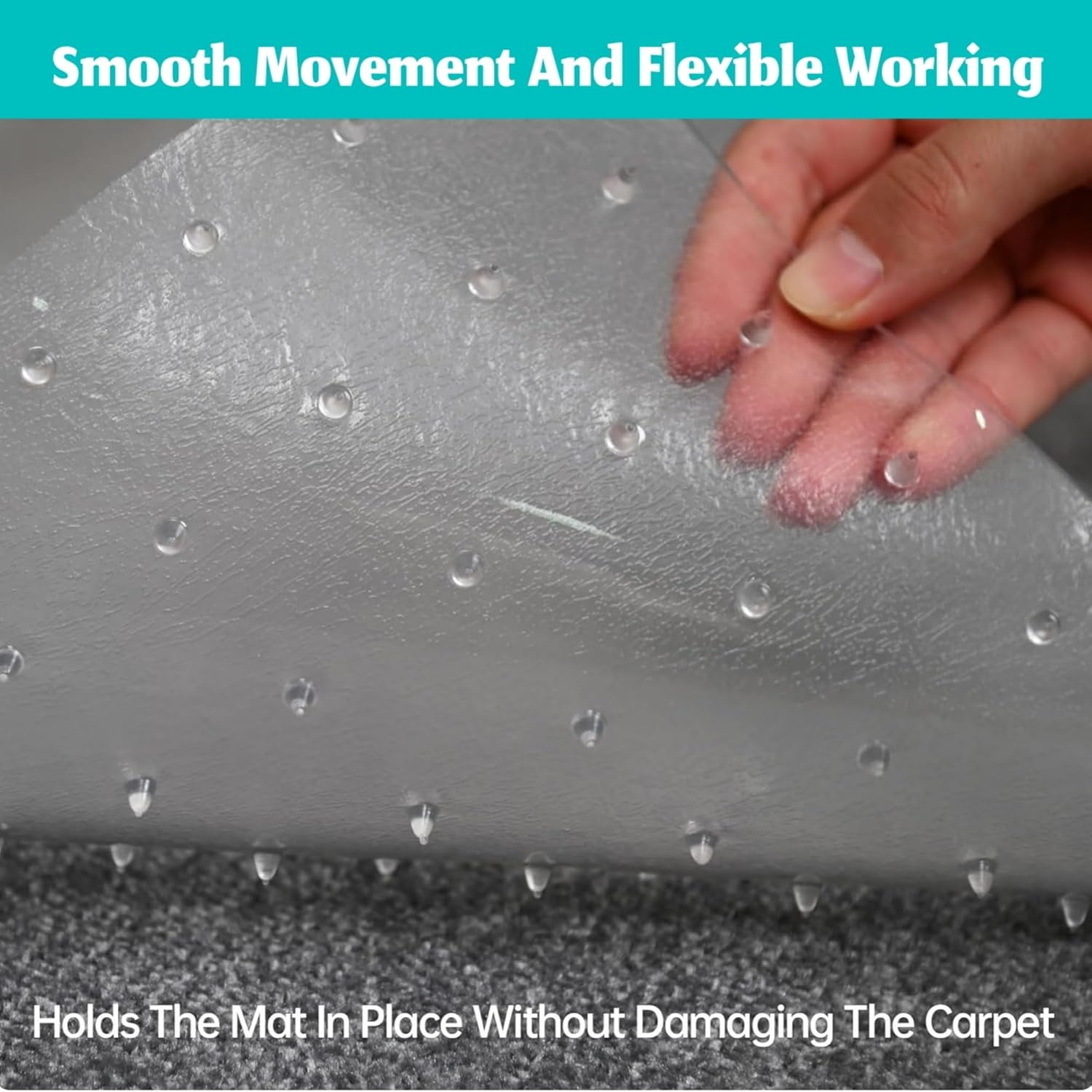 BowLift | Clear PVC Office Chair Mat for Low-Pile Carpet Floors – 120×90 cm Protector – Myrida