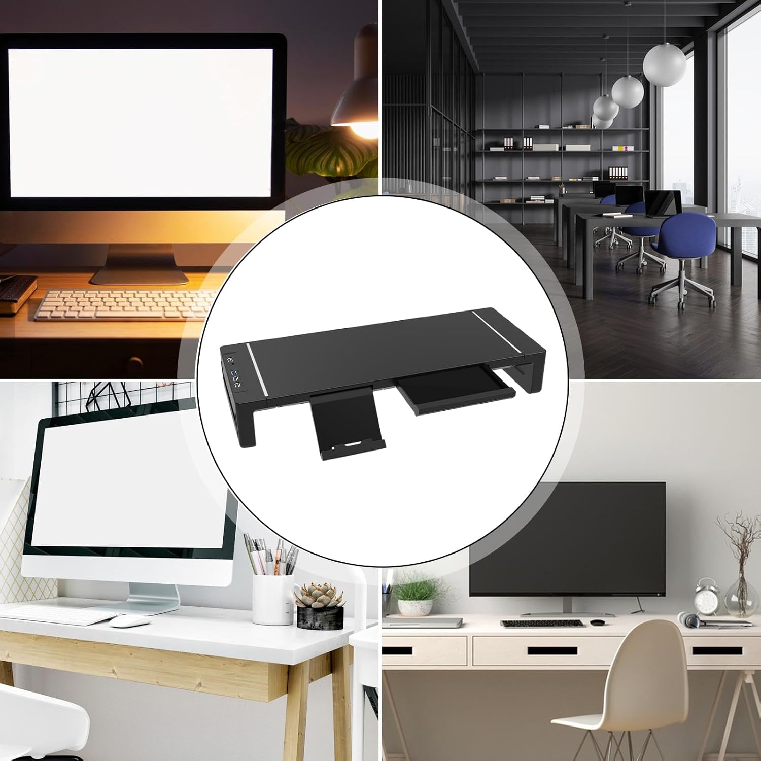 BowLift | Height Adjustable Monitor Stand with Drawer – Stravon