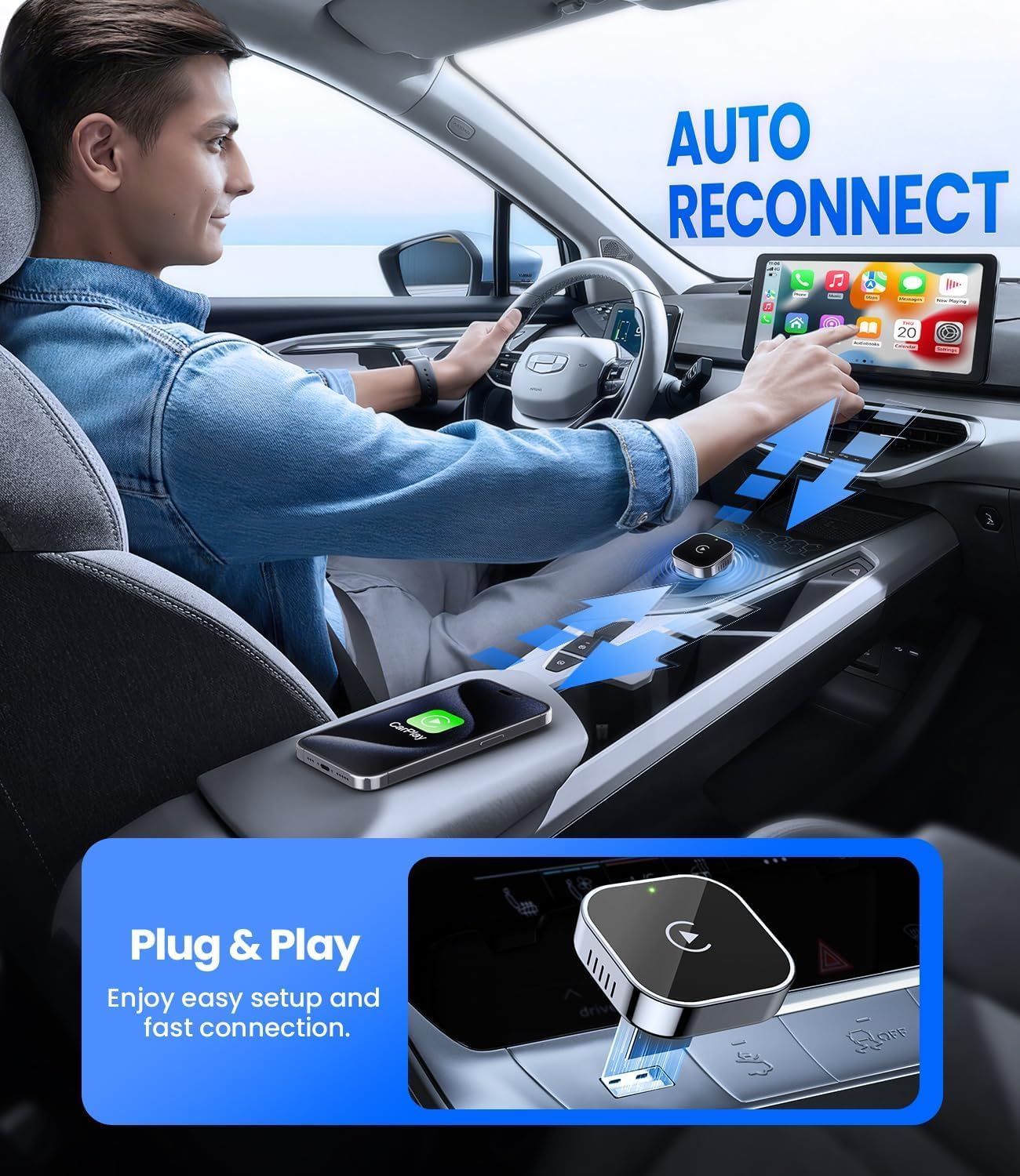 BowLift | Mini Wireless CarPlay Adapter with Dual-Band Connection and Compact Design – Novaro